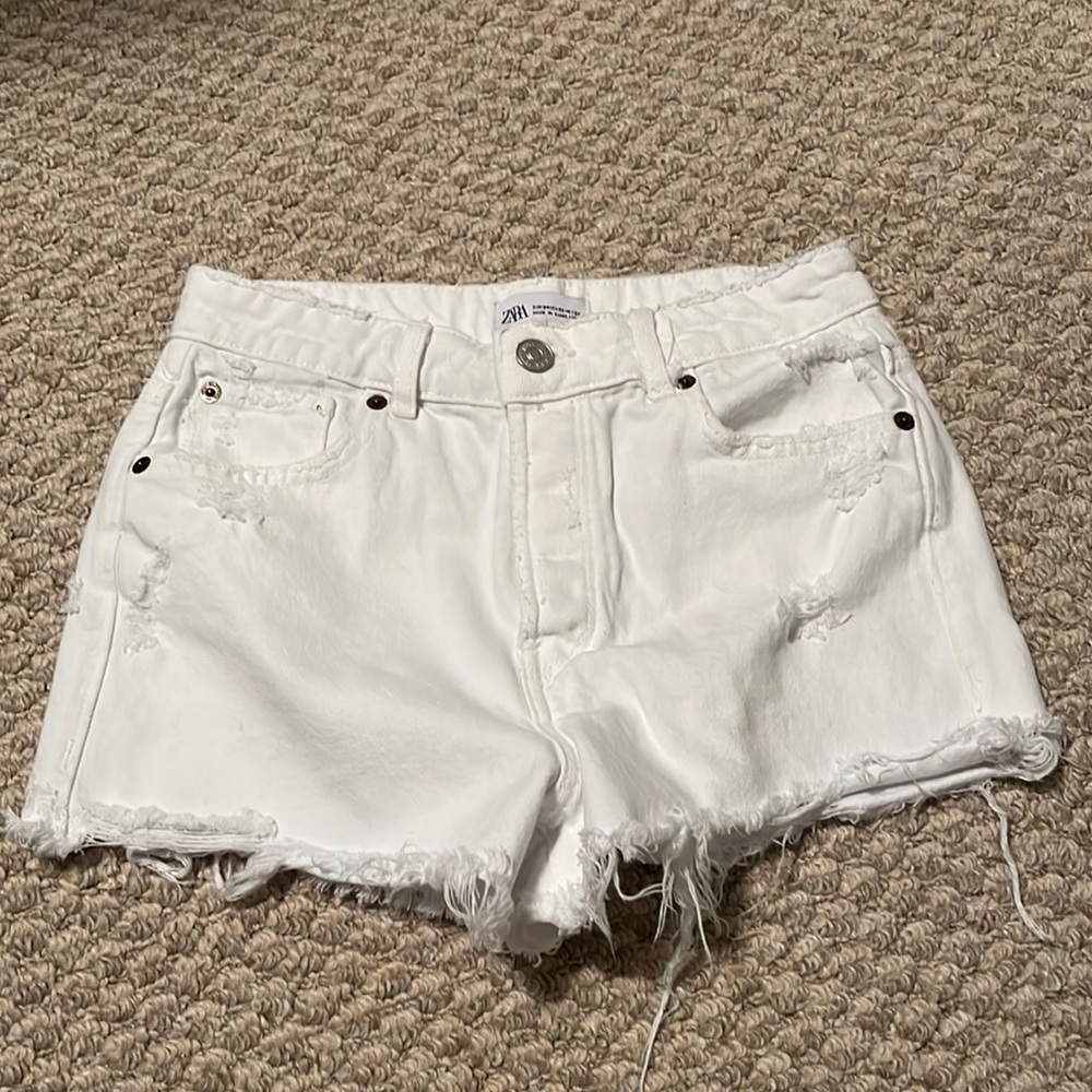 Zara White Jean Shorts